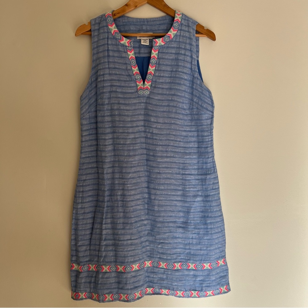 Vineyard Vines Women’s Blue Linen Shift Dress Size 8